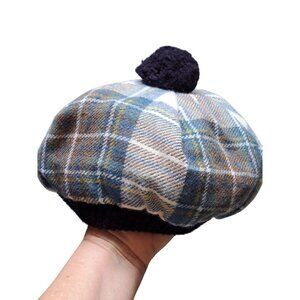 Vtg Highlander Lochcarron Tartan Plaid Wool Tam Beret Pom-Pom Scotland Men's OS